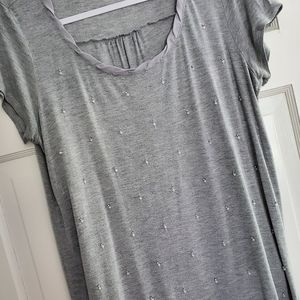 Lightweight blouse with bead detail and ribbon trim. Size Large